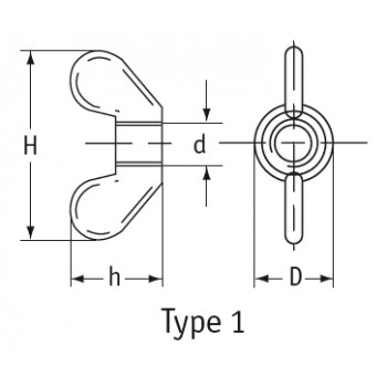 category DIN 315 Гайка крилчaта с широки уши blueprint thumb