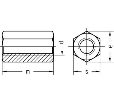 схема на  продукт Гайка DIN 6334 Zn 5.8 М5 x 20 thumb