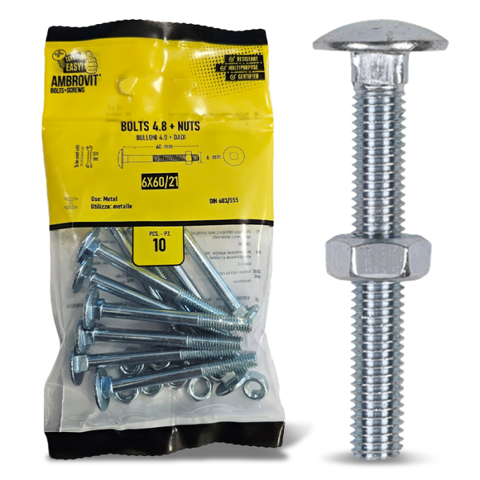 krepezhgroup product DIN 603 Болт коларски с гайка блистер Ambrovit М10 х 40 (5 бр.) image