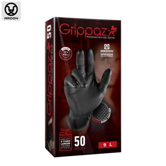 krepezhgroup product Еднократни нитрилни ръкавици GRIPPAZ® 246, черни, 50 бр., размер 11/2XL image