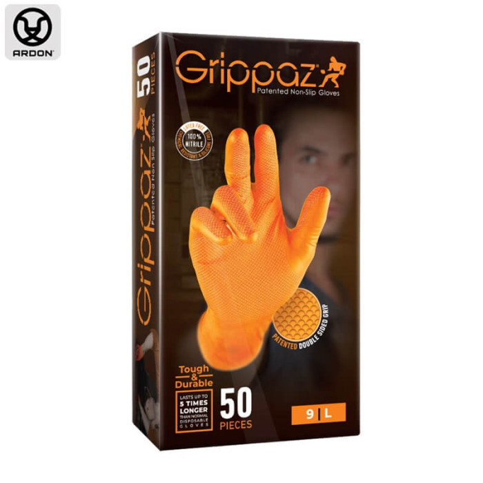 krepezhgroup product Еднократни нитрилни ръкавици GRIPPAZ® 246, оранжеви, 50 бр., размер 9/L image